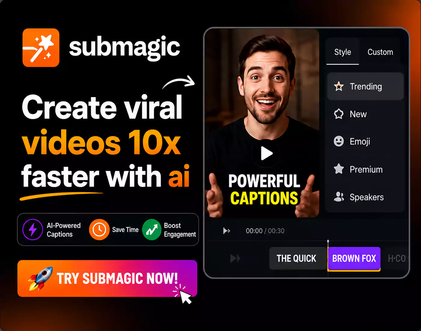 Submagic AI short video editor dashboard
